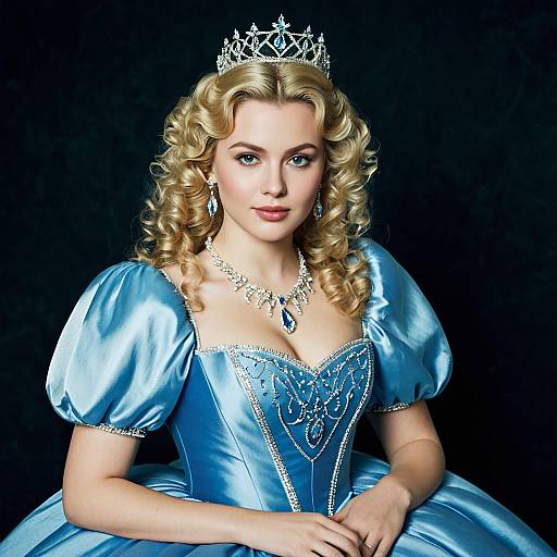 Woman in Blue Princess Dress with Tiara