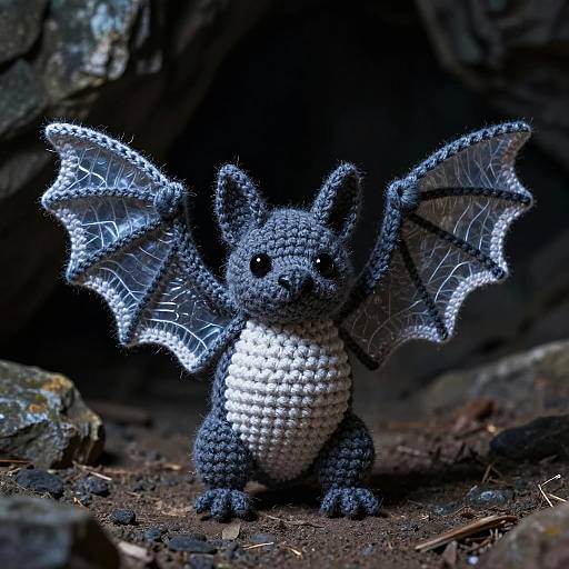 Realistic Crochet Bat in Cave