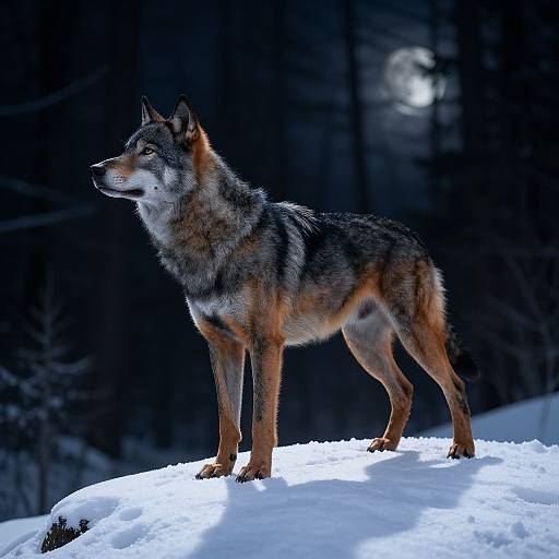 Mystical Wolf-Doberman on Snowy Hill