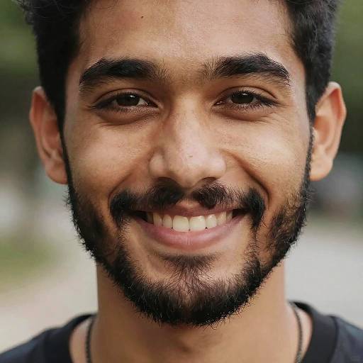 Smiling Young Man with Fake Goatee