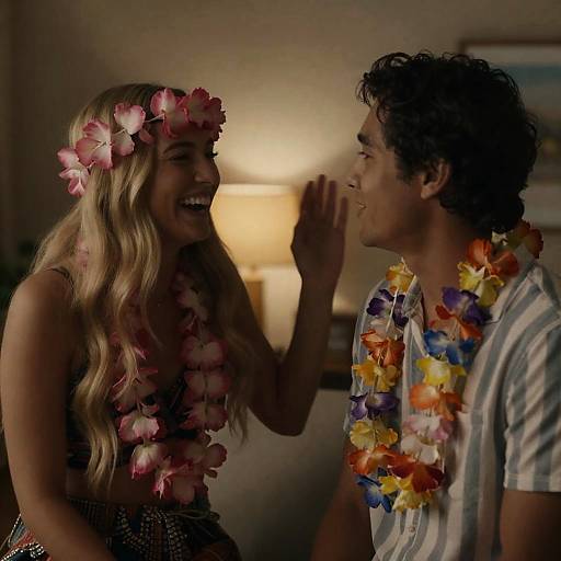 Joyful Moment in a Dimly Lit Room