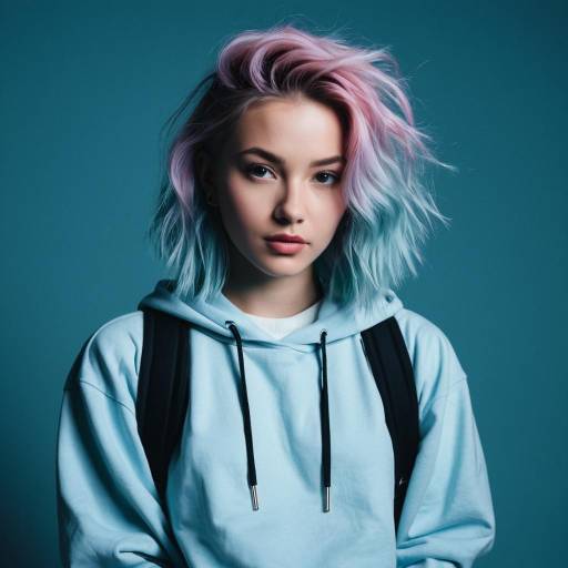 Teenage Girl with Pastel Hair in Streetwear