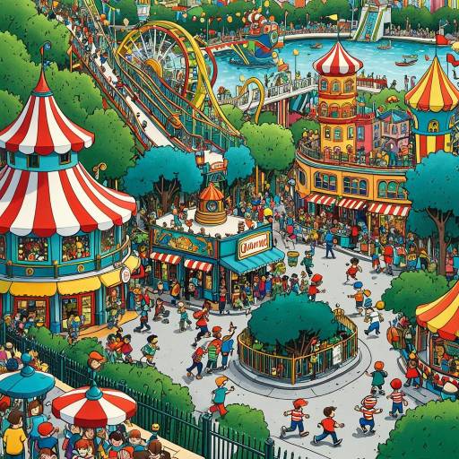 Busy Whimsical Theme Park Illustration