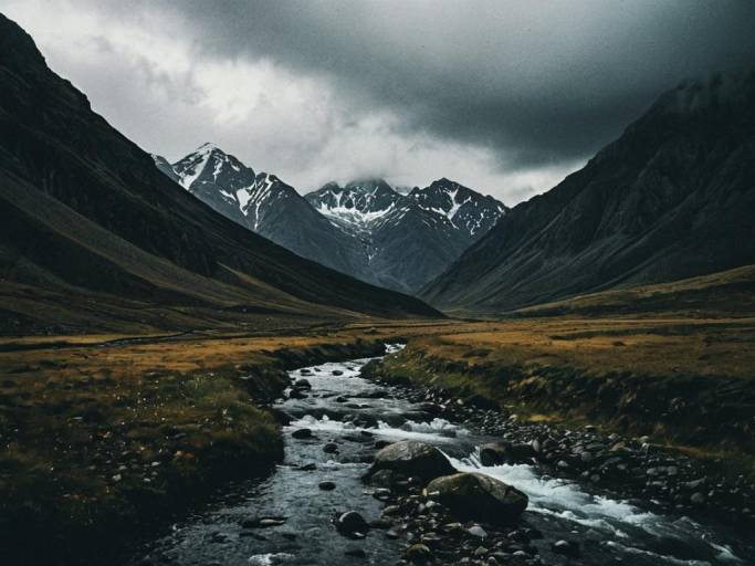 Mysterious Dark Mountain Landscape Wallpaper