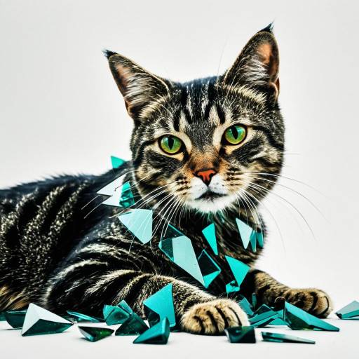 Colorful Glass Shard Cat Sculpture