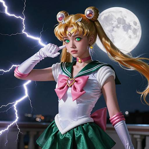 Sailor Moon Cosplay with Lightning and Full Moon