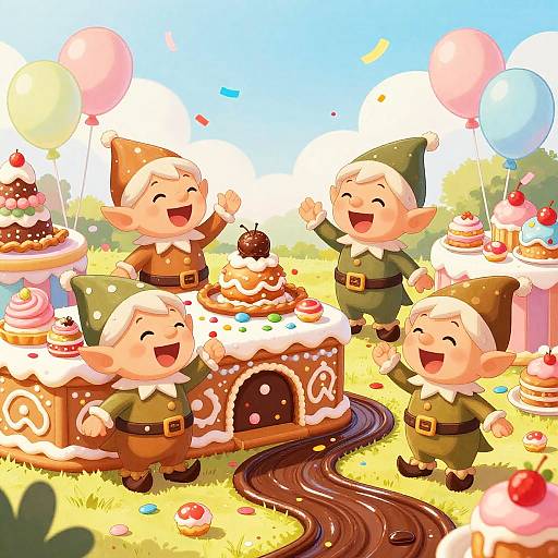 Playful Candy Shop Elves Wonderland