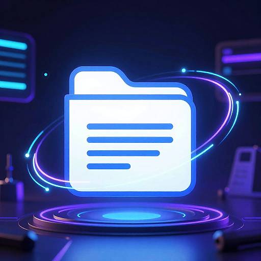 Cyberpunk Docs Folder with Neon Data