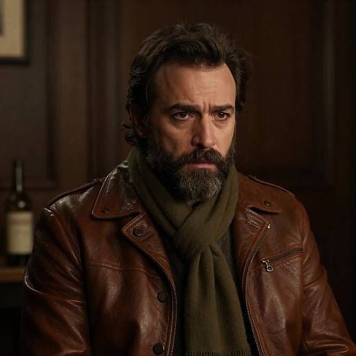 Intense Gaze of a Middle-Aged Man