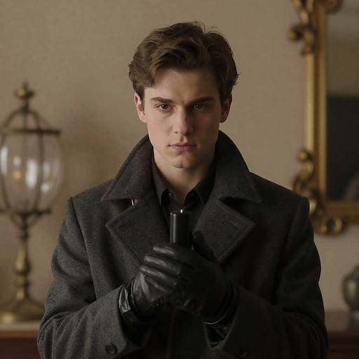 Serious Young Man in Vintage Setting