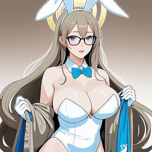 Illustration of Akane (bunny) (blue archive), blue archive in the style of Huqu