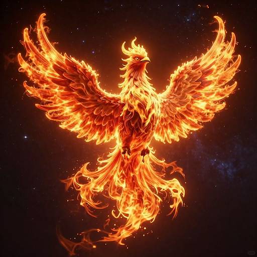 Fiery Phoenix Planet in 3D