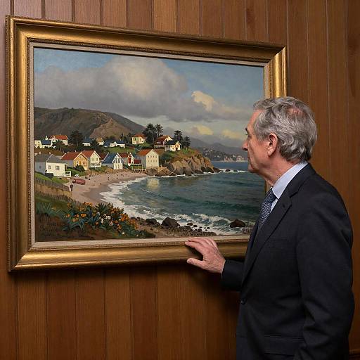 Older Man Viewing Coastal Painting