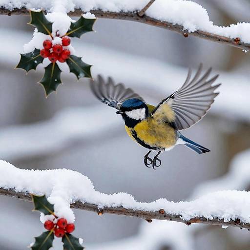 Iridescent Teal Bird in Winter Oak