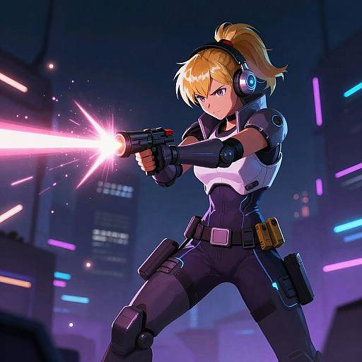 Neon Cyberpunk Hunter Laser Blast