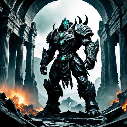 Armored Dark Knight in Ruined Temple