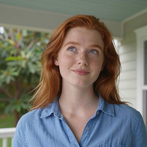 Young Woman with Red Hair Outdoors