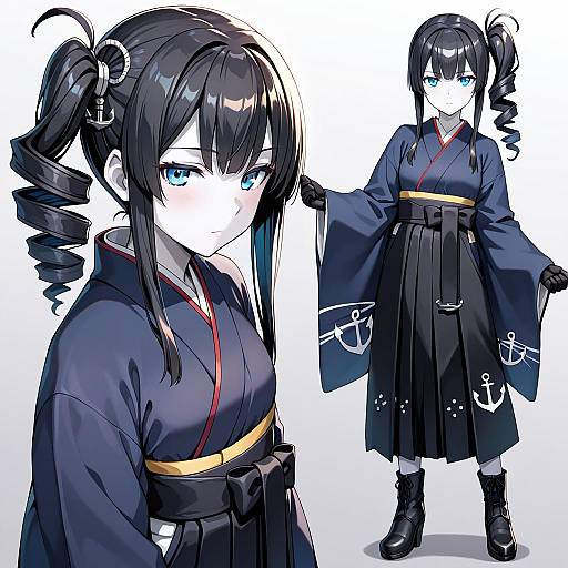 Illustration of Ancient destroyer oni, kantai collection in the style of Shin'yashiki