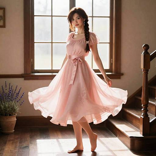 Aerith in Morning Sunlit Pink Dress
