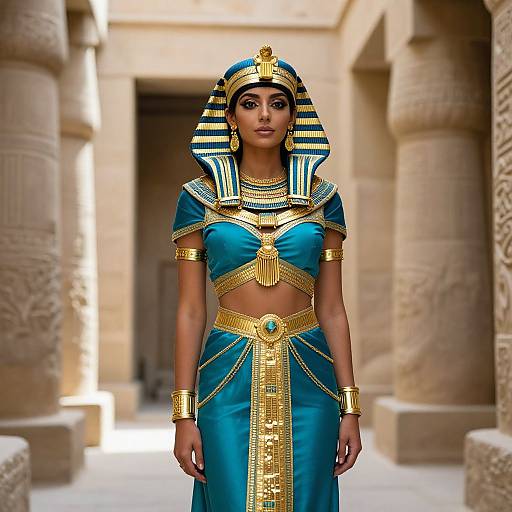 Woman in Egyptian Blue Dress