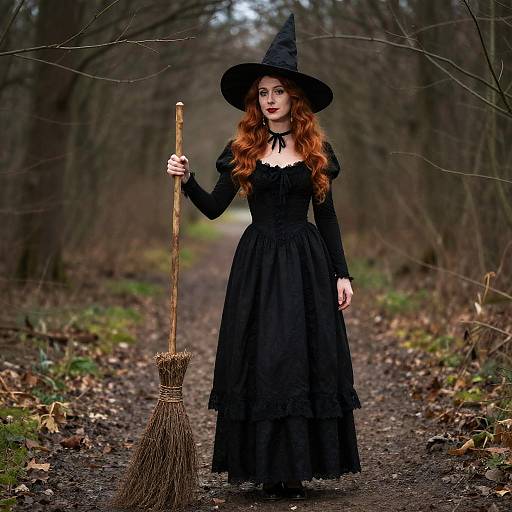 Vintage Witch in Black Dress