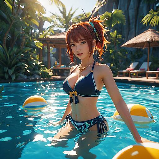 Zoe's Tropical Pool Party in 3D