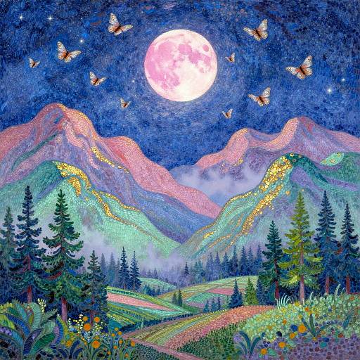 Neo-Impressionist Dreamy Nocturne Scene