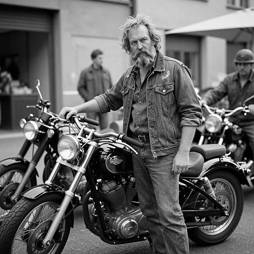 Bearded Man with Motorcycles Sculpture
