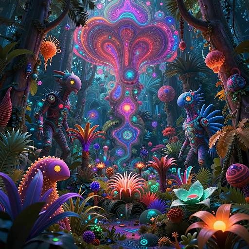 Neon Jungle Psychedelic AI Art