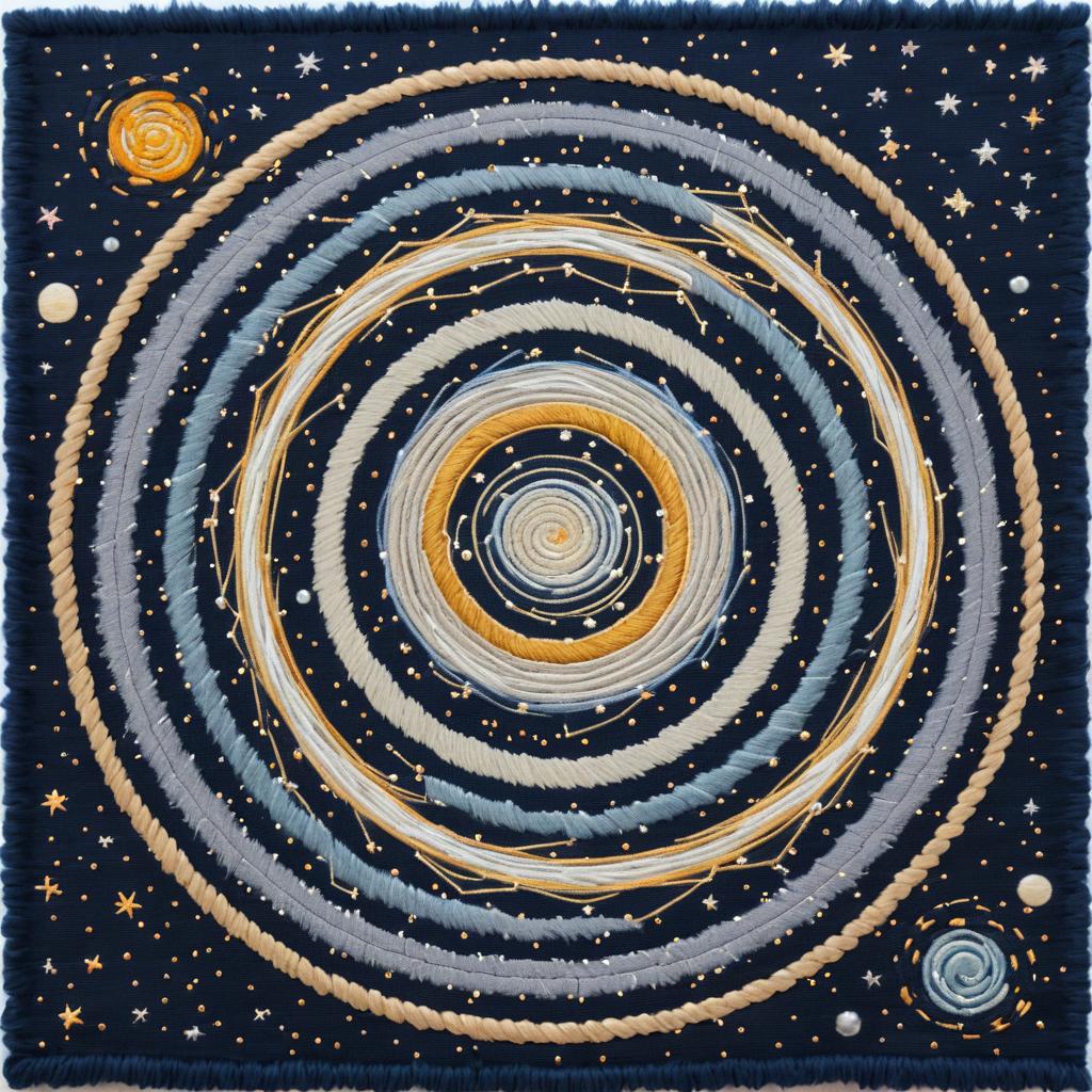 Retro Spiral Galaxy Embroidery Art