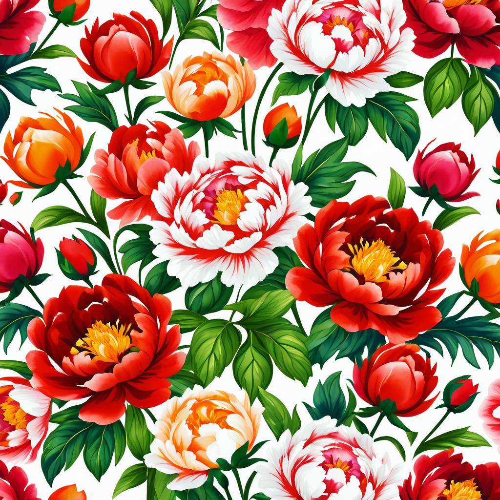 Vibrant Floral Pattern with Peonies