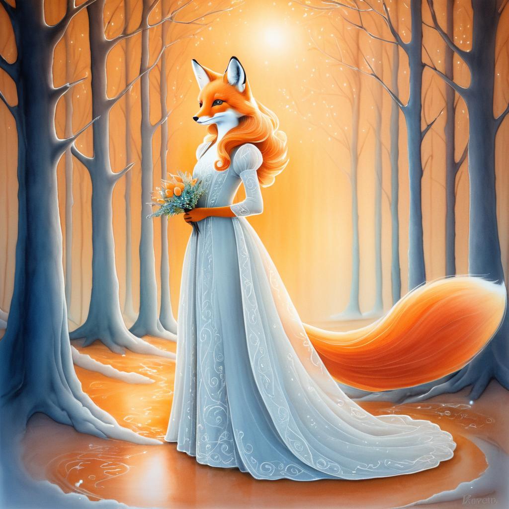 Charming Fox in Elegant Gown Portrait