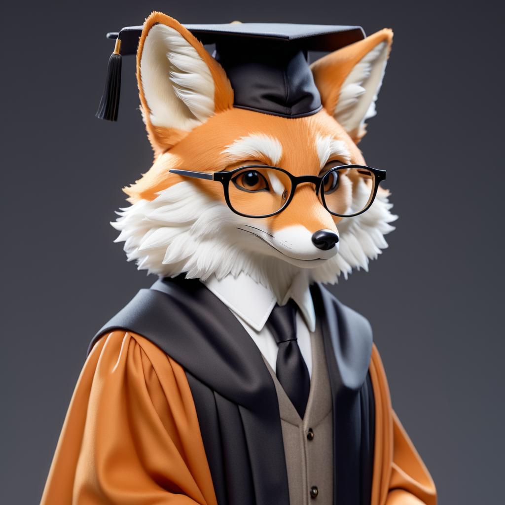 Wise Fox Scholar in Academic Regalia