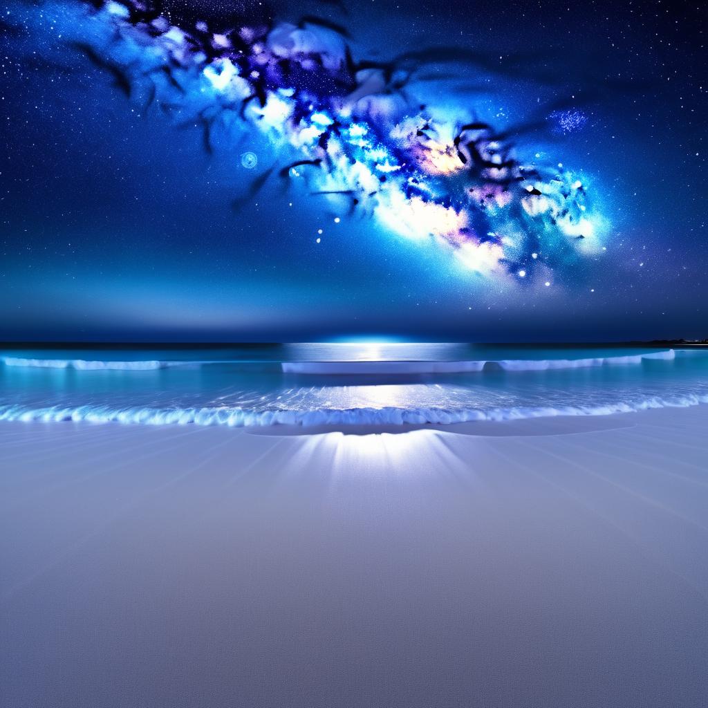 Mystical Night Beach Under Stars