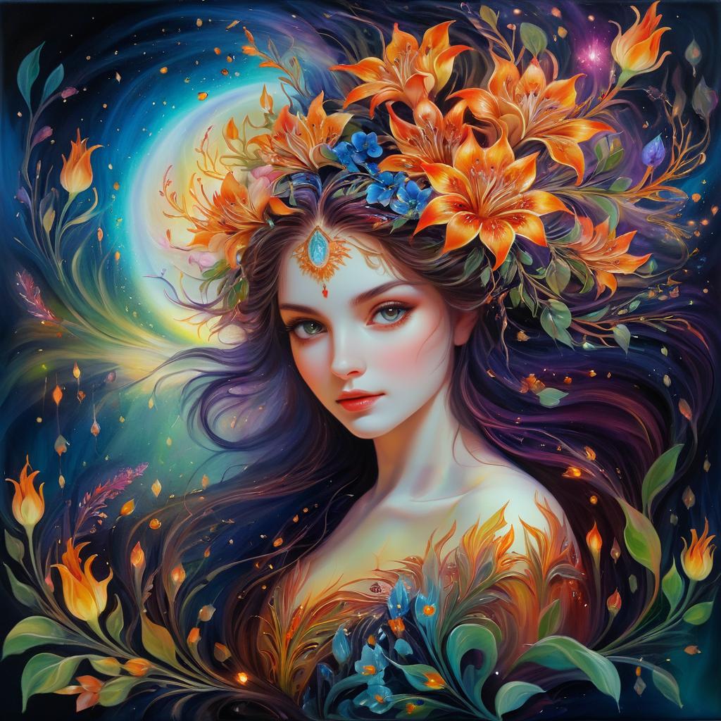 Ethereal Floral Mythical Creature Portrait