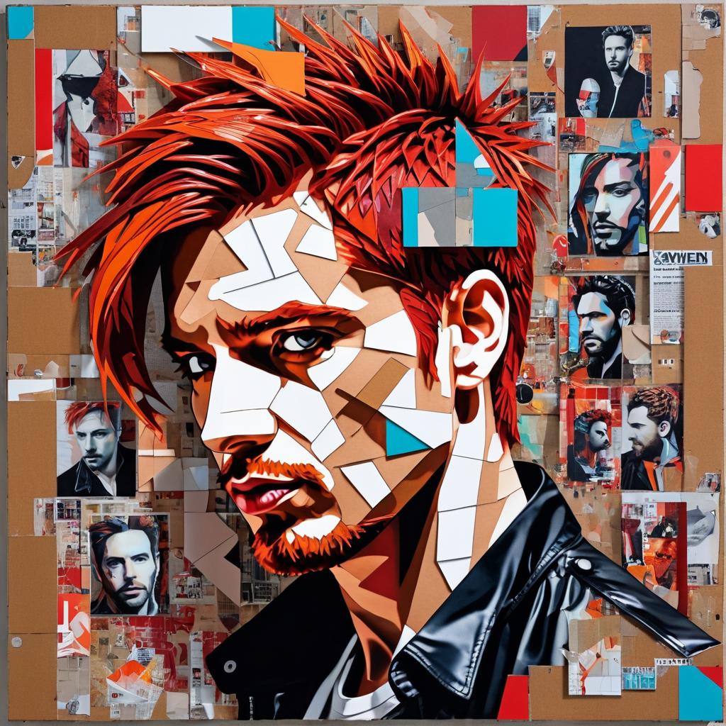 Edgy Street Art Portrait of Red-Haired Man