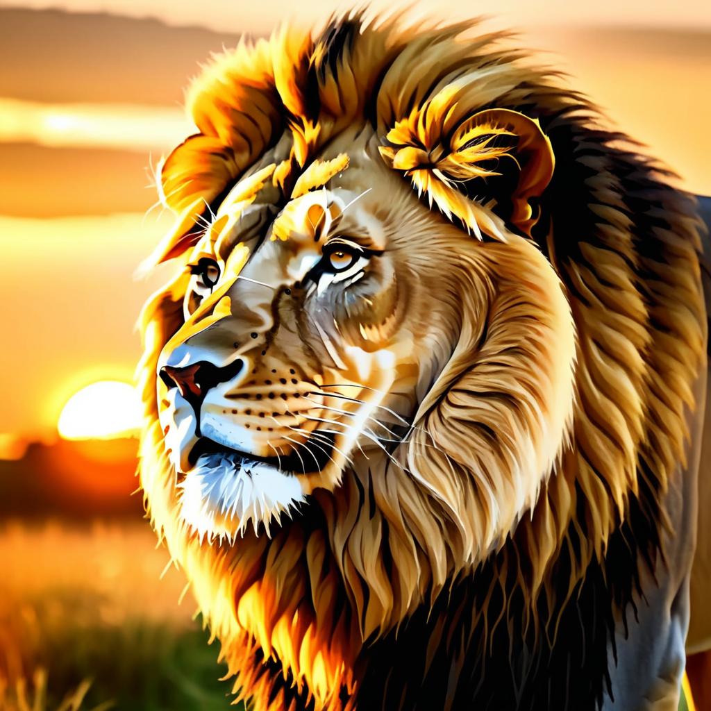 Majestic Lion Under Golden Sunset