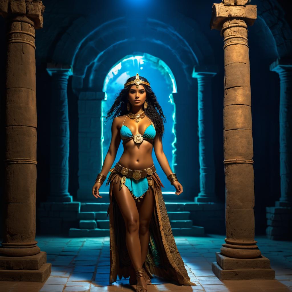 Alluring Brazilian Goddess in Ancient Temple