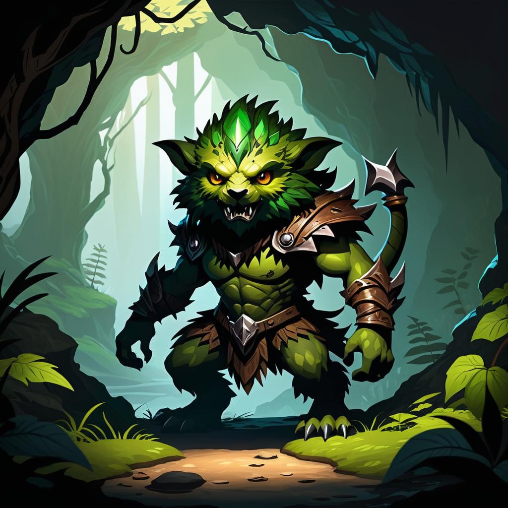 Mischievous Woodland Sprite in Gloomy Cave