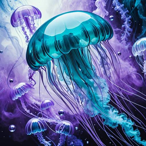 Ethereal Jellyfish with Abstract Fluid Forms