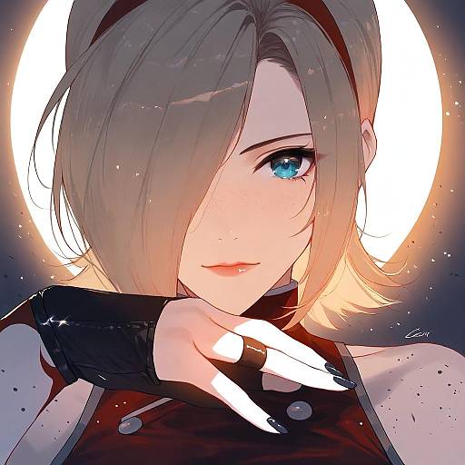 Illustration of Ash crimson, the king of fighters in the style of Caidychen