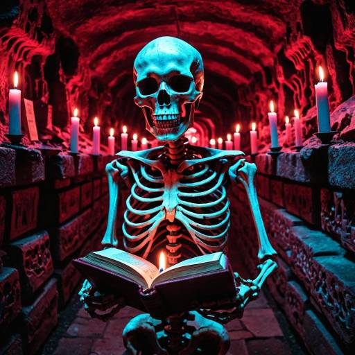 Eerie Catacomb with Skeletal Figure