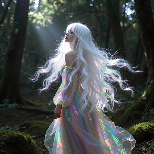 Ethereal Woman in Mystical Forest