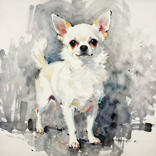 Abstract White Chihuahua Watercolor