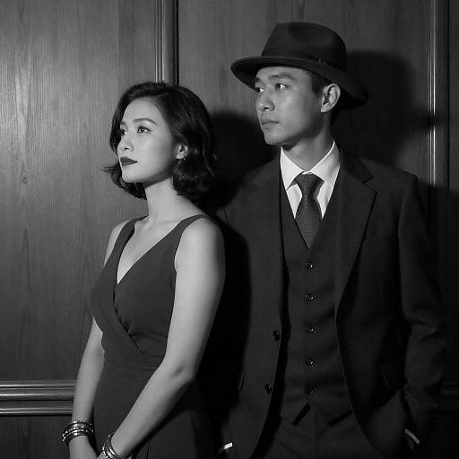 Elegant Black-and-White Couple Portrait