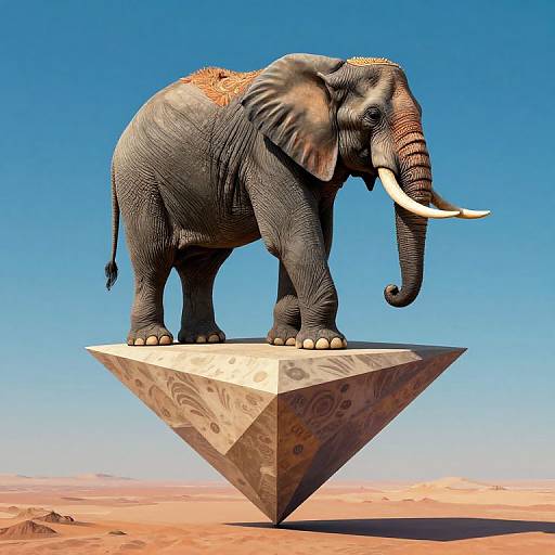 Regal Elephant Balancing on Floating Geometry
