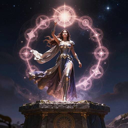 Female Fantasy Warrior Casting Ancient Magic