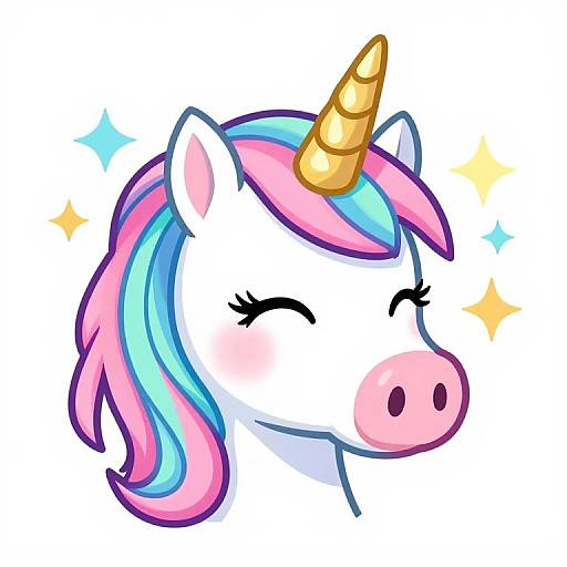 Vibrant Unicorn Head with Pig Snout