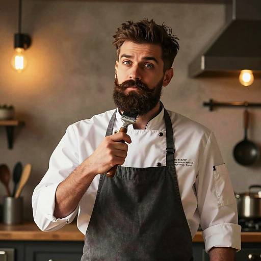 Confident Chef with Handlebar Mustache