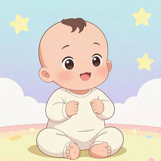 Charming Anime Baby in Pastel Room